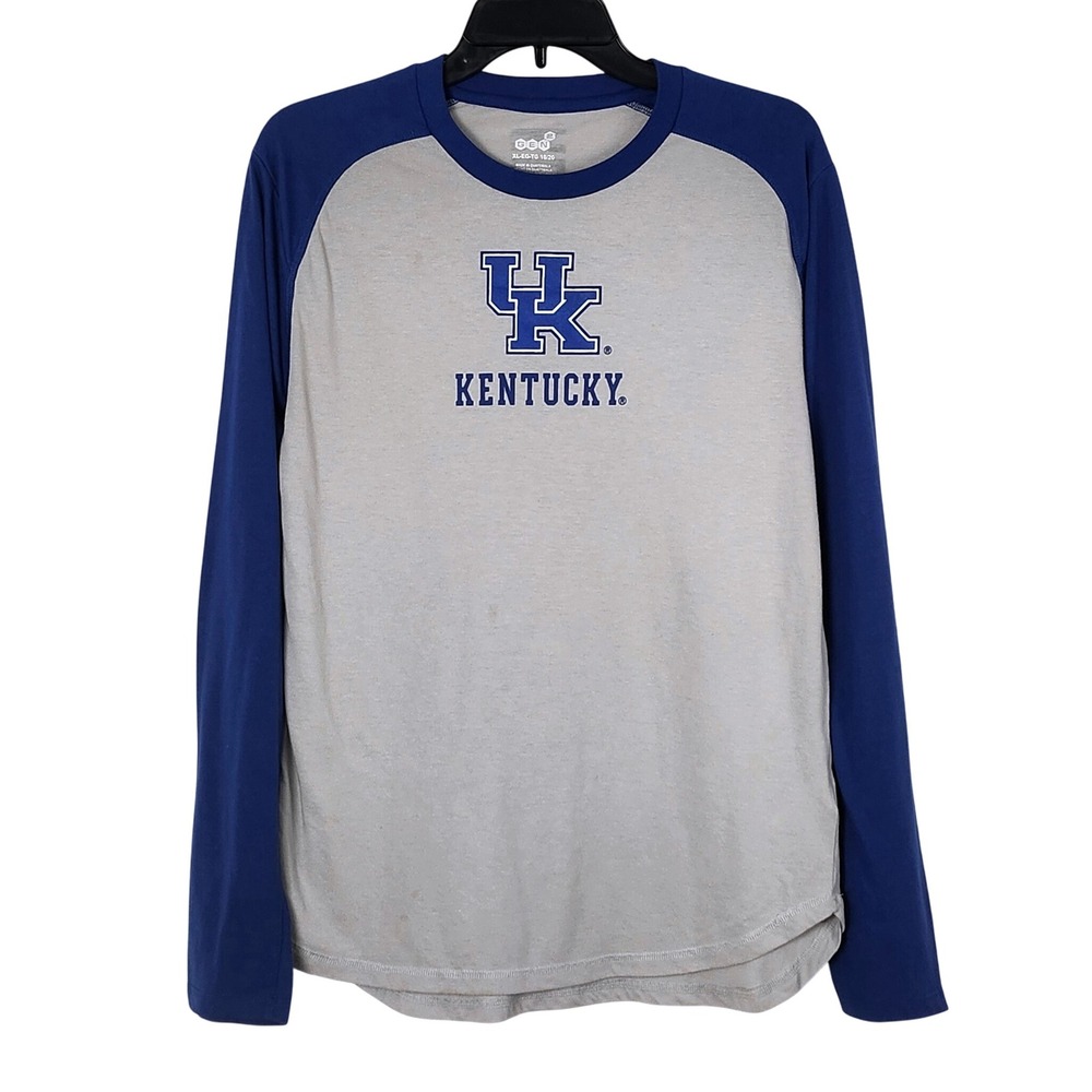 Kentucky Wildcats‎ Raglan Long Sleeve Tee Shirt Youth Boys XL 18/20 Gray Blue